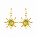 "Elven Green Sunflower" Long Drop Earrings – Elegant, Lively, and Vibrant Jewelry
