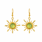 "Elven Green Sunflower" Long Drop Earrings – Elegant, Lively, and Vibrant Jewelry