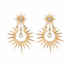 Vintage-style starburst cubic zirconia drop earrings – high-end, exquisite, and elegant.