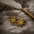 "Elven Green Sunflower" Long Drop Earrings – Elegant, Lively, and Vibrant Jewelry