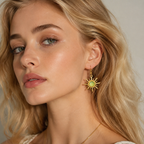 "Elven Green Sunflower" Long Drop Earrings – Elegant, Lively, and Vibrant Jewelry